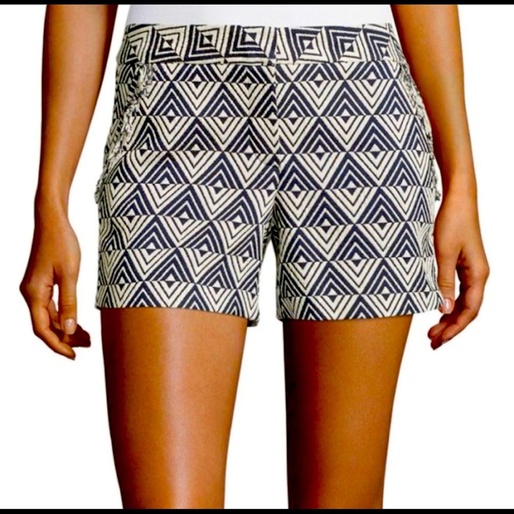 NEW Trina Turk Geometric Pattern Shorts Navy